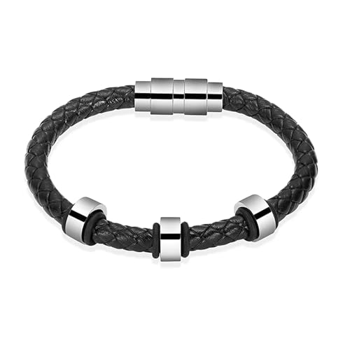 BIAIHQIE Asche-Armband für Asche, Edelstahl-Urne für Asche, Gedenkarmreif aus echtem Leder für Männer, Schwarz, 24 cm BIAIHQIE Asche-Armband für Asche, Edelstahl-Urne für Asche, Gedenkarmreif aus echtem Leder für Männer, Schwarz, 24 cm von BIAIHQIE