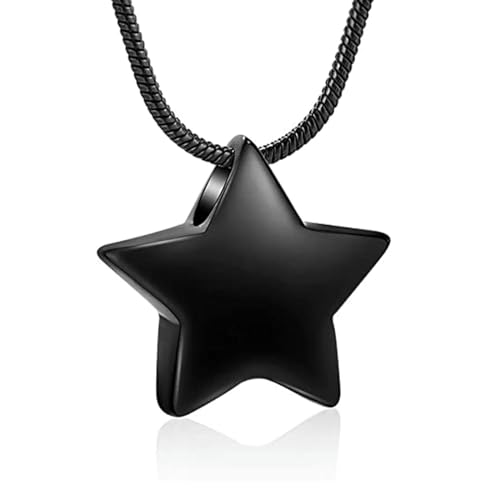 BIAIHQIE Asche-Halskette für Asche, kleiner Stern, Urnen-Anhänger, Asche-Gedenkkette für Frauen, Schwarz von BIAIHQIE