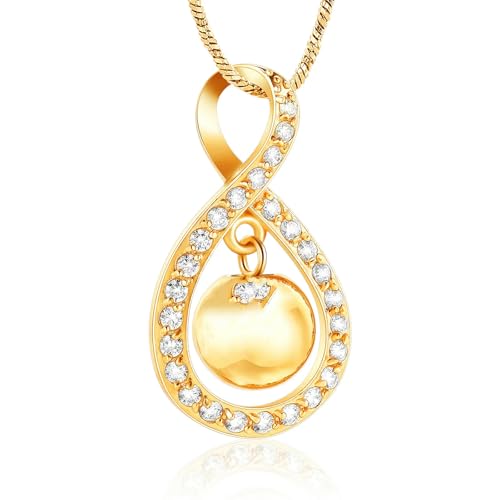 BIAIHQIE Asche-Halskette für Asche aus Edelstahl, Medaillon-Anhänger zur Erinnerung an die Asche, Gedenkschmuck für Frauen, Gold von BIAIHQIE