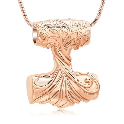 BIAIHQIE Baum des Lebens Einäscherung Schmuck Urne Halsketten für Asche Edelstahl Andenken Memorial Asche Anhänger für Frauen Männer-Rose von BIAIHQIE