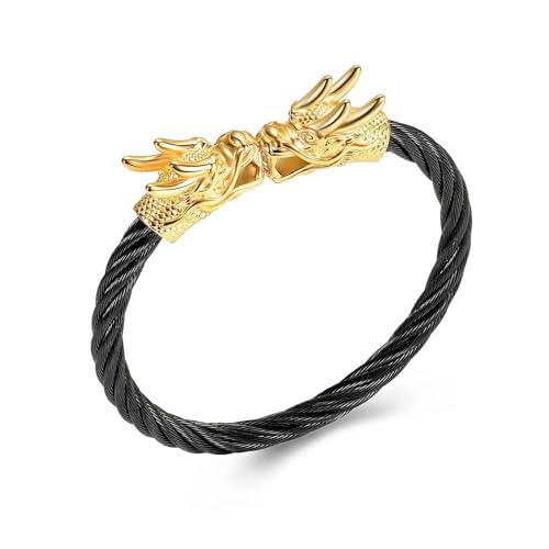 BIAIHQIE Einäscherung Schmuck Drache Urne Armband für Asche für Männer Edelstahl Esche Armband Verstellbares Andenken Memorial Armband-schwarz-gold-60mm BIAIHQIE Einäscherung Schmuck Drache Urne Armband für Asche für Männer Edelstahl Esche Armband Verstellbares Andenken Memorial Armband-schwarz-gold-60mm von BIAIHQIE