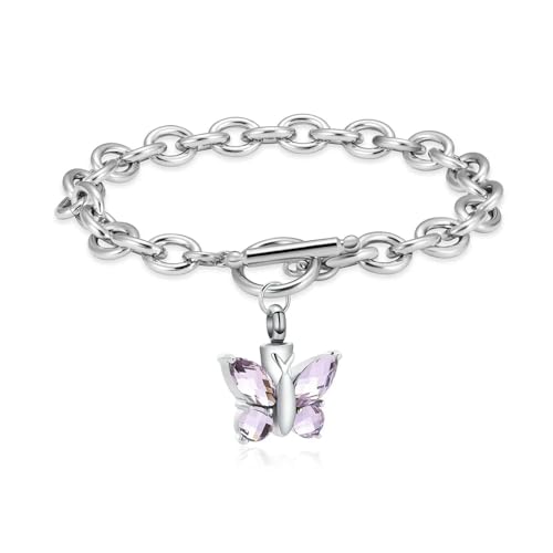 BIAIHQIE Einäscherung Schmuck Kristall Schmetterling Urne Armband für Asche Edelstahl Andenken Memorial Menschliche Asche Schmuck für Frauen Männer-rosa BIAIHQIE Einäscherung Schmuck Kristall Schmetterling Urne Armband für Asche Edelstahl Andenken Memorial Menschliche Asche Schmuck für Frauen Männer-rosa von BIAIHQIE