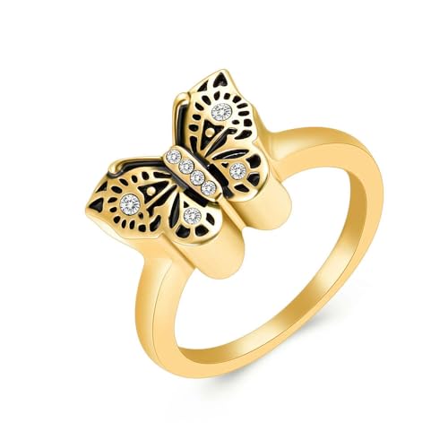 BIAIHQIE Feuerbestattungsringe für Asche, goldener Schmetterling, Urnen-Gedenkfingerring, 316L Edelstahl, Andenken, Schmuck, Geschenk für Frauen und Mädchen, 9, Gold BIAIHQIE Feuerbestattungsringe für Asche, goldener Schmetterling, Urnen-Gedenkfingerring, 316L Edelstahl, Andenken, Schmuck, Geschenk für Frauen und Mädchen, 9, Gold von BIAIHQIE