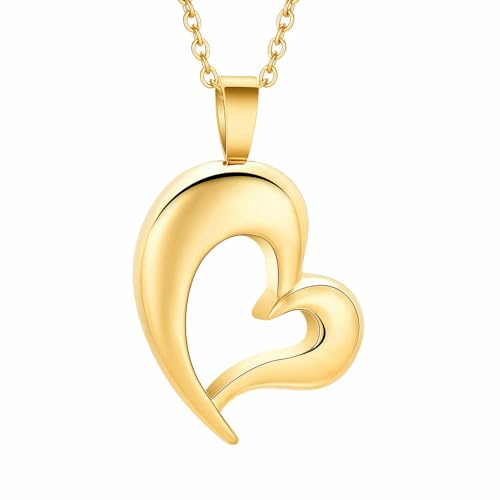 BIAIHQIE Feuerbestattungsschmuck, Herz-Urnen-Halskette für Asche, Edelstahl-Asche-Anhänger für Frauen und Männer, Gedenkschmuck, Andenken-Halskette, Gold BIAIHQIE Feuerbestattungsschmuck, Herz-Urnen-Halskette für Asche, Edelstahl-Asche-Anhänger für Frauen und Männer, Gedenkschmuck, Andenken-Halskette, Gold von BIAIHQIE