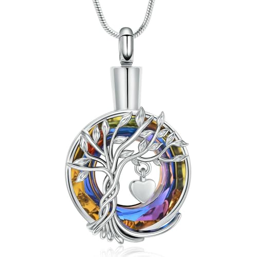 BIAIHQIE Gedenkmedaillons mit Lebensbaum-Motiv, Asche-Schmuck, Andenken-Anhänger für Asche für Frauen und Männer, Silberfarben BIAIHQIE Gedenkmedaillons mit Lebensbaum-Motiv, Asche-Schmuck, Andenken-Anhänger für Asche für Frauen und Männer, Silberfarben von BIAIHQIE