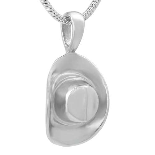 BIAIHQIE Herren Cowboyhut Feuerbestattung Schmuck Memorial Andenken Anhänger Edelstahl Urne Medaillon Anhänger-Silber von BIAIHQIE