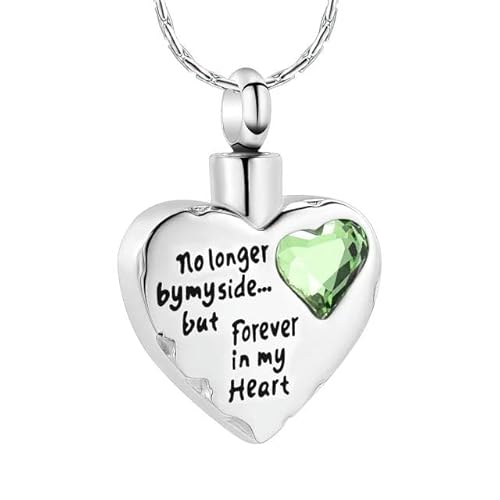 BIAIHQIE Herz Einäscherung Schmuck Anhänger Asche Halter Andenken Memorial Urne Halskette Frauen Männer-Grüner Stein von BIAIHQIE