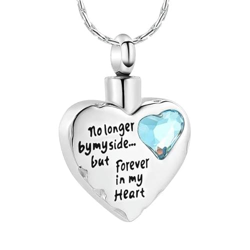 BIAIHQIE Herz Einäscherung Schmuck Anhänger Asche Halter Andenken Memorial Urne Halskette Frauen Männer-hell blauer Stein von BIAIHQIE