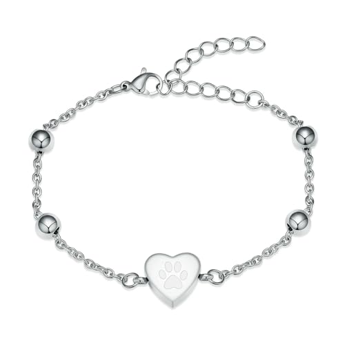 BIAIHQIE Herz Einäscherung Schmuck Pfotenabdruck Urne Armband für Asche Edelstahl Andenken Verstellbares Gedenkarmband für Männer Frauen-Stahl-weiß BIAIHQIE Herz Einäscherung Schmuck Pfotenabdruck Urne Armband für Asche Edelstahl Andenken Verstellbares Gedenkarmband für Männer Frauen-Stahl-weiß von BIAIHQIE