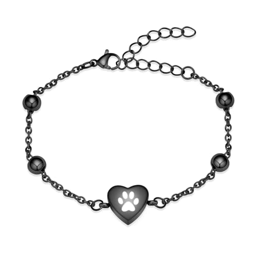 BIAIHQIE Herz Einäscherung Schmuck Pfotenabdruck Urne Armband für Asche Edelstahl Andenken Verstellbares Gedenkarmband für Männer Frauen-schwarz BIAIHQIE Herz Einäscherung Schmuck Pfotenabdruck Urne Armband für Asche Edelstahl Andenken Verstellbares Gedenkarmband für Männer Frauen-schwarz von BIAIHQIE