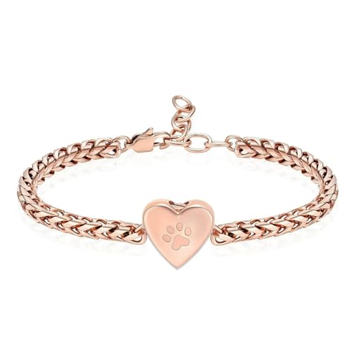 BIAIHQIE Herz Urne Armband für Asche Pfote Abdruck Einäscherung Schmuck Edelstahl Andenken Memorial Katze Hund Asche Armband für Frauen Männer-Rose BIAIHQIE Herz Urne Armband für Asche Pfote Abdruck Einäscherung Schmuck Edelstahl Andenken Memorial Katze Hund Asche Armband für Frauen Männer-Rose von BIAIHQIE