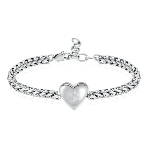 BIAIHQIE Herz Urne Armband für Asche Pfote Abdruck Einäscherung Schmuck Edelstahl Andenken Memorial Katze Hund Asche Armband für Frauen Männer-Stahl BIAIHQIE Herz Urne Armband für Asche Pfote Abdruck Einäscherung Schmuck Edelstahl Andenken Memorial Katze Hund Asche Armband für Frauen Männer-Stahl von BIAIHQIE