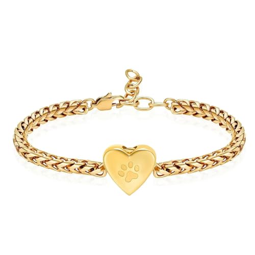 BIAIHQIE Herz Urne Armband für Asche Pfote Abdruck Einäscherung Schmuck Edelstahl Andenken Memorial Katze Hund Asche Armband für Frauen Männer-gold BIAIHQIE Herz Urne Armband für Asche Pfote Abdruck Einäscherung Schmuck Edelstahl Andenken Memorial Katze Hund Asche Armband für Frauen Männer-gold von BIAIHQIE