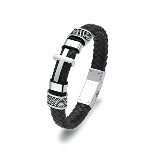 BIAIHQIE Kreuz-Urnenarmband für Asche, echtes Leder, Gedenkschmuck für Asche, Urnenarmbänder, Andenken-Medaillon-Armband für Männer, B, 9,45 Zoll BIAIHQIE Kreuz-Urnenarmband für Asche, echtes Leder, Gedenkschmuck für Asche, Urnenarmbänder, Andenken-Medaillon-Armband für Männer, B, 9,45 Zoll von BIAIHQIE