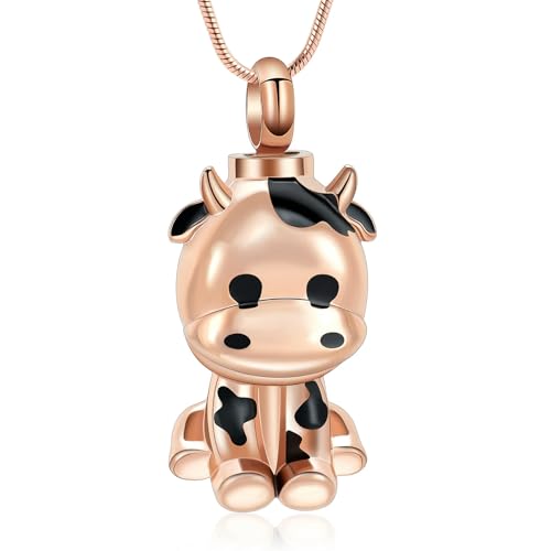 BIAIHQIE Kuh-Urnen-Halskette für Asche, für Damen und Herren, Andenken, Gedenkschmuck für die Einäscherung, Roségold BIAIHQIE Kuh-Urnen-Halskette für Asche, für Damen und Herren, Andenken, Gedenkschmuck für die Einäscherung, Roségold von BIAIHQIE