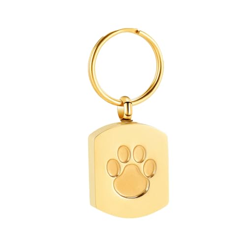 BIAIHQIE Schlüsselanhänger mit Pfotenabdruck-Urne für die Asche von Hunden/Katzen, Gedenkasche, Andenken, Einäscherungsschmuck, Gold BIAIHQIE Schlüsselanhänger mit Pfotenabdruck-Urne für die Asche von Hunden/Katzen, Gedenkasche, Andenken, Einäscherungsschmuck, Gold von BIAIHQIE