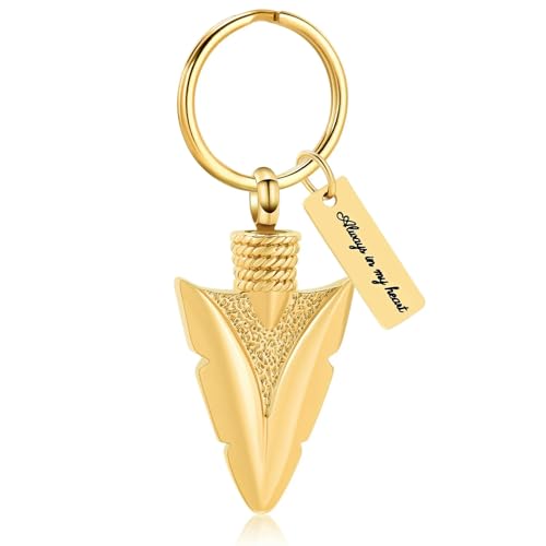 BIAIHQIE Speerpfeil-Urnen-Schlüsselanhänger für Asche, Asche, Einäscherung, Urne, Schlüsselanhänger, Edelstahl, Anhänger, Schmuck, Gedenk-Andenken, Gold BIAIHQIE Speerpfeil-Urnen-Schlüsselanhänger für Asche, Asche, Einäscherung, Urne, Schlüsselanhänger, Edelstahl, Anhänger, Schmuck, Gedenk-Andenken, Gold von BIAIHQIE