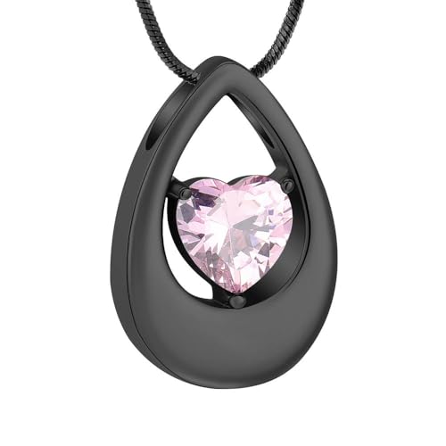 BIAIHQIE Teardrop Cremation Ash Schmuck Herz Kristall Memorial Urne Halskette für Frauen Mädchen Beerdigung Andenken Anhänger Schmuck Asche Medaillon-b von BIAIHQIE