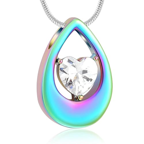 BIAIHQIE Teardrop Cremation Ash Schmuck Herz Kristall Memorial Urne Halskette für Frauen Mädchen Beerdigung Andenken Anhänger Schmuck Asche Medaillon-c von BIAIHQIE