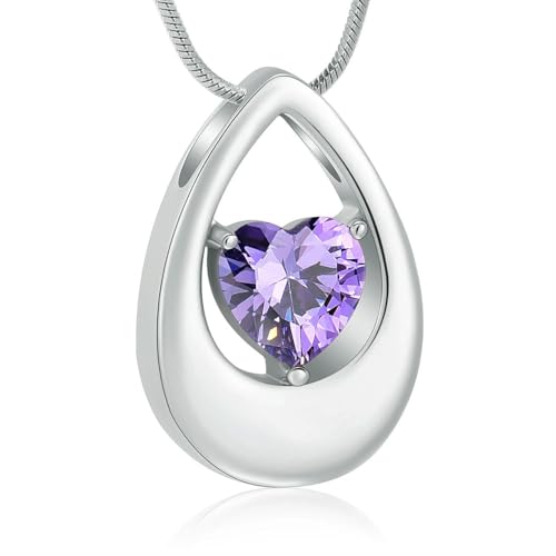 BIAIHQIE Teardrop Cremation Ash Schmuck Herz Kristall Memorial Urne Halskette für Frauen Mädchen Beerdigung Andenken Anhänger Schmuck Asche Medaillon-i von BIAIHQIE