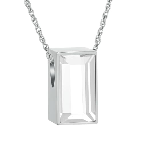 BIAIHQIE Transparente quadratische Urne Halskette für Asche Edelstahl Einäscherung Schmuck für Frauen Männer Andenken Memorial Menschliche Asche Anhänger-Stahl von BIAIHQIE