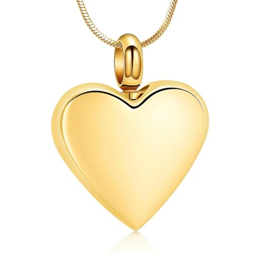 BIAIHQIE Urne Halskette für Asche Herz Einäscherung Schmuck Edelstahl Asche Anhänger Andenken Denkmal für Schmuck für Frauen Männer-gold von BIAIHQIE