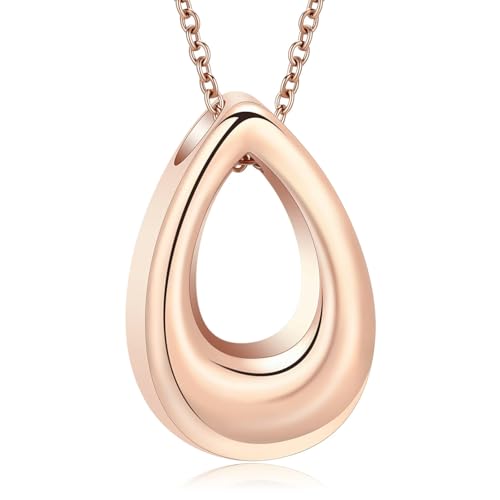 BIAIHQIE Urne Halskette für Asche Wasser Tropfen Einäscherung Schmuck Edelstahl Asche Anhänger für Frauen Männer Andenken Denkmal für Schmuck-Rose von BIAIHQIE