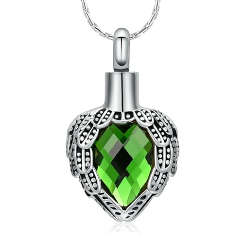 BIAIHQIE Urne Halsketten für Asche Ahorn Blatt Einäscherung Schmuck Edelstahl Asche Anhänger Andenken Denkmal für Schmuck für Frauen Männer-grün von BIAIHQIE