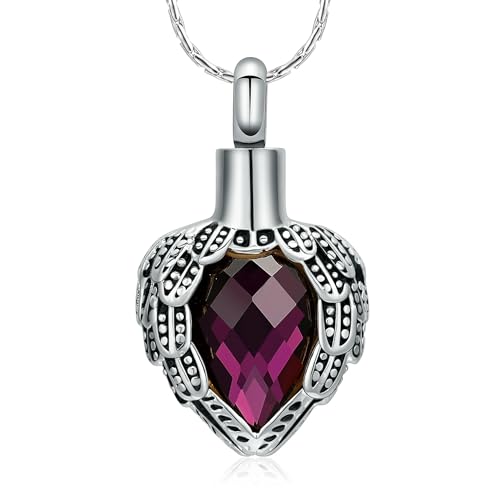 BIAIHQIE Urne Halsketten für Asche Ahorn Blatt Einäscherung Schmuck Edelstahl Asche Anhänger Andenken Denkmal für Schmuck für Frauen Männer-lila von BIAIHQIE