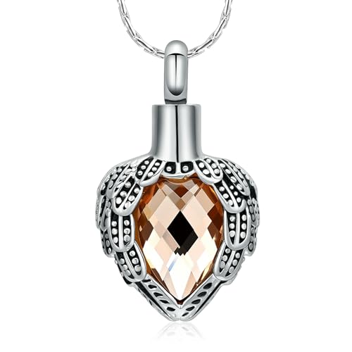 BIAIHQIE Urne Halsketten für Asche Ahorn Blatt Einäscherung Schmuck Edelstahl Asche Anhänger Andenken Denkmal für Schmuck für Frauen Männer-orange von BIAIHQIE