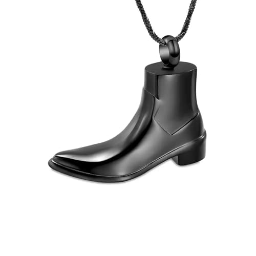 BIAIHQIE Urnen-Halskette für Asche, Stiefel-Urnen-Anhänger für Männer und Cowboy-Gedenkschmuck, Schwarz BIAIHQIE Urnen-Halskette für Asche, Stiefel-Urnen-Anhänger für Männer und Cowboy-Gedenkschmuck, Schwarz von BIAIHQIE