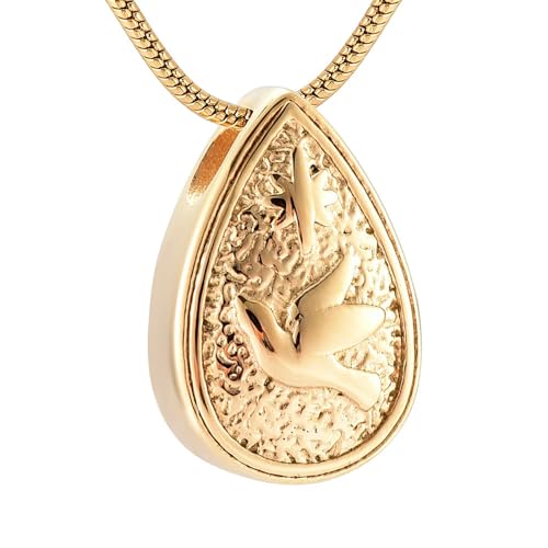 BIAIHQIE Urnen-Halskette in Tropfenform für Frauen, Friedenstaube, Einäscherungsschmuck, Asche, Andenken, Gedenkschmuck, Gold BIAIHQIE Urnen-Halskette in Tropfenform für Frauen, Friedenstaube, Einäscherungsschmuck, Asche, Andenken, Gedenkschmuck, Gold von BIAIHQIE