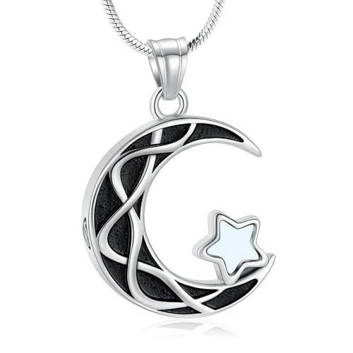 BIAIHQIE Urnen-Halskette mit Mond- und Sternmotiv für Asche, für Damen und Herren, Urnenschmuck, Silber BIAIHQIE Urnen-Halskette mit Mond- und Sternmotiv für Asche, für Damen und Herren, Urnenschmuck, Silber von BIAIHQIE