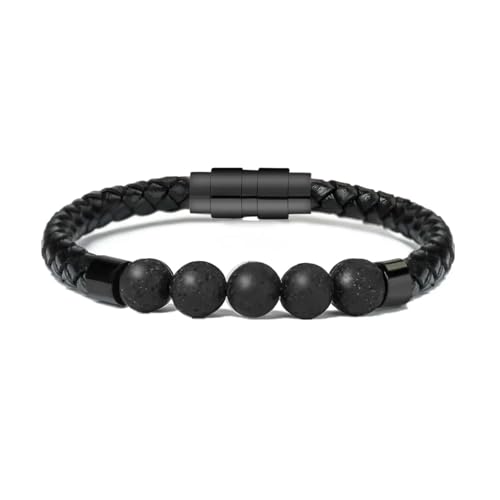 BIAIHQIE Urnenarmband für Asche aus Lavastein, für Damen und Herren, Gedenkarmbänder aus echtem Leder, AAA_c, 20 cm von BIAIHQIE