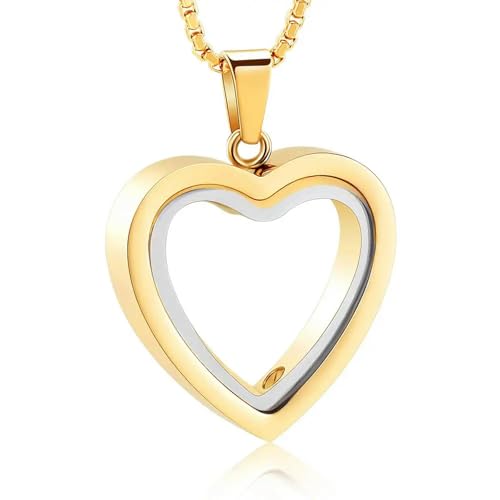 BIAIHQIE Urnenkette aus Glas in Herzform für Asche, für Frauen, Liebesherz, Einäscherungsschmuck für Asche, Andenken, Gedenkschmuck, Gold von BIAIHQIE