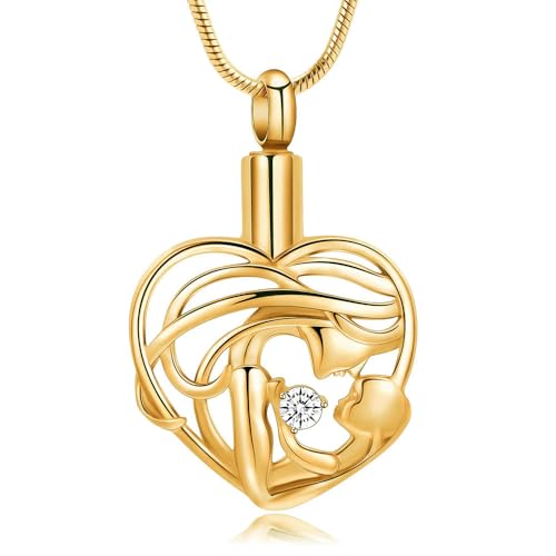 BIAIHQIE Urnenkette für Asche, Herz, Einäscherungsschmuck, Edelstahl, Mutter-Kind-Gedenk-Andenken, Asche-Anhänger für Männer und Frauen, Gold BIAIHQIE Urnenkette für Asche, Herz, Einäscherungsschmuck, Edelstahl, Mutter-Kind-Gedenk-Andenken, Asche-Anhänger für Männer und Frauen, Gold von BIAIHQIE