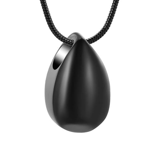 BIAIHQIE Urnenkette in Tropfenform für Aschehalter, Einäscherungsschmuck für Asche, für Frauen und Männer, Haustier-Gedenkkette, Schwarz von BIAIHQIE