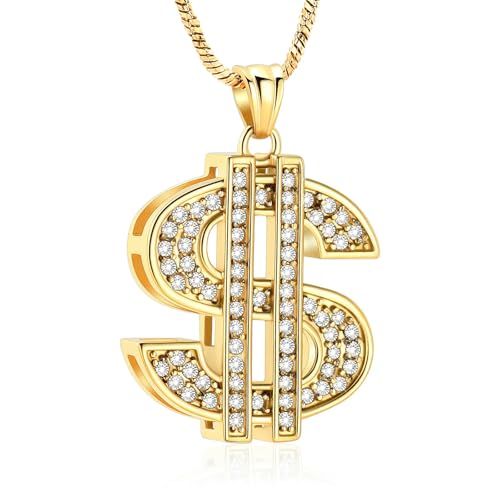 BIAIHQIE Urnenkette mit Dollarzeichen für die Asche von Frauen/Männern, Andenken, Gedenkschmuck für die Asche, Gold von BIAIHQIE