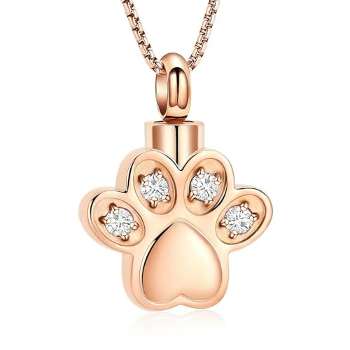 BIAIHQIE Urnenkette mit Pfotenabdruck für die Asche von Haustieren, Aschenhalter für die Asche von Hunden, Andenkenschmuck, Roségold BIAIHQIE Urnenkette mit Pfotenabdruck für die Asche von Haustieren, Aschenhalter für die Asche von Hunden, Andenkenschmuck, Roségold von BIAIHQIE