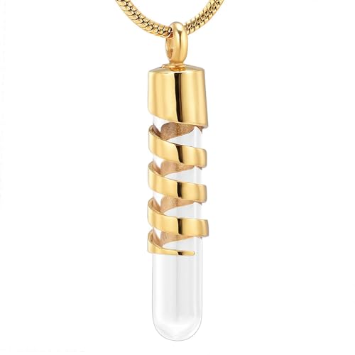 BIAIHQIE Urnenketten aus Glaszylindern für Asche, Gedenk- und Andenkenkette aus Edelstahl, Gold BIAIHQIE Urnenketten aus Glaszylindern für Asche, Gedenk- und Andenkenkette aus Edelstahl, Gold von BIAIHQIE