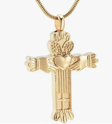 BIAIHQIE Urnenketten für Asche, Retro-Kreuz, Asche, Andenken, Gedenkanhänger, Schmuck, Gold von BIAIHQIE