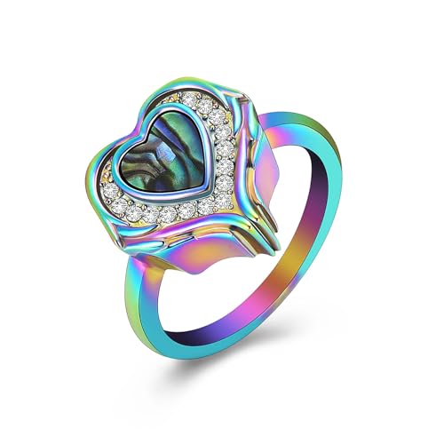 BIAIHQIE Urnenring mit Herzmotiv für Frauen, zur Aufbewahrung der Asche geliebter Menschen (Größe 6–10) – 5 – bunt von BIAIHQIE