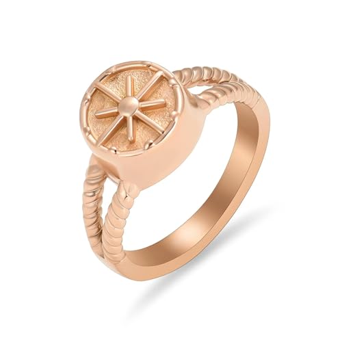 BIAIHQIE Urnenring mit Kompass für die Asche von Asche für Damen und Herren. Der Urnenring hält die Asche von geliebten Menschen (Größe 6–10) – 9 – Roségold von BIAIHQIE
