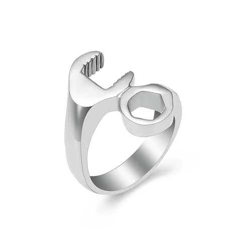 BIAIHQIE Urnenring mit Mutter und Schraubenschlüssel, Edelstahl, für die Asche von Menschen/Haustieren, individuell anpassbar, Schmuckringe für Damen/Herren, 9, Silber BIAIHQIE Urnenring mit Mutter und Schraubenschlüssel, Edelstahl, für die Asche von Menschen/Haustieren, individuell anpassbar, Schmuckringe für Damen/Herren, 9, Silber von BIAIHQIE
