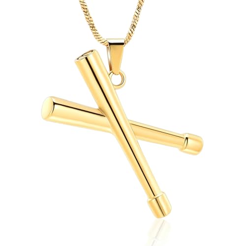 BIAIHQIE Urnenschmuck für die Asche von Männern, Trommelstock-Urnenkette für Asche, Andenken, Gedenkurnenschmuck, Gold von BIAIHQIE