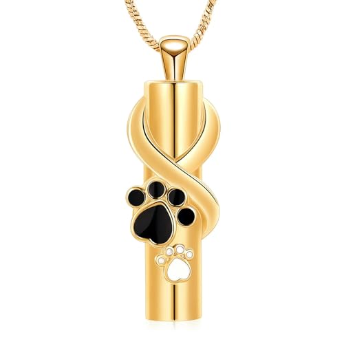 BIAIHQIE Zylinderförmige Urnenkette für die Asche von Haustierpfoten, für Hunde und Katzen, Gedenkasche, Andenken, Urnenmedaillon, Einäscherungsschmuck, Gold BIAIHQIE Zylinderförmige Urnenkette für die Asche von Haustierpfoten, für Hunde und Katzen, Gedenkasche, Andenken, Urnenmedaillon, Einäscherungsschmuck, Gold von BIAIHQIE