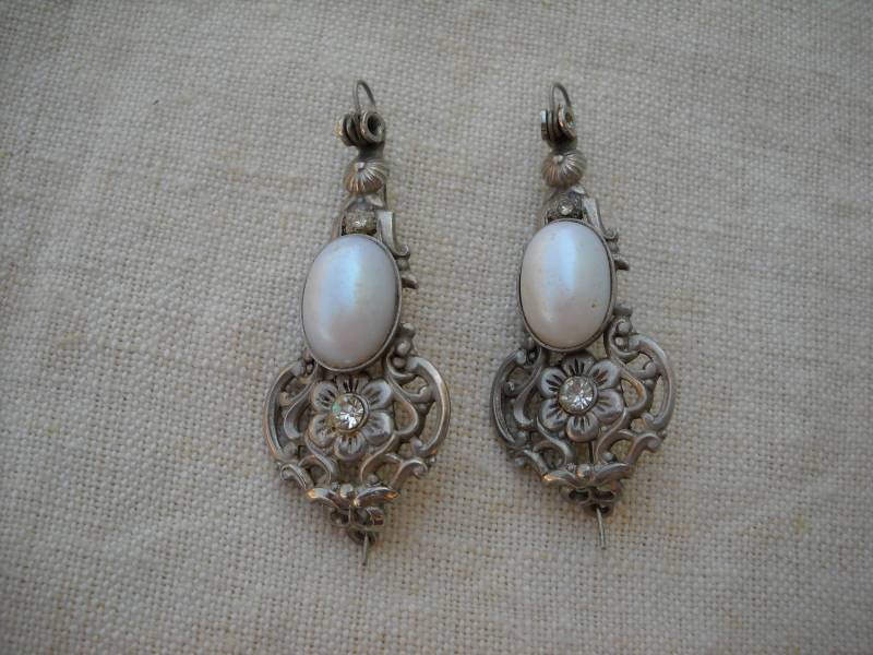 1950 Ohrringe - Silber Vergoldet Mit Perle Mabe Und Strass von BIANGELS