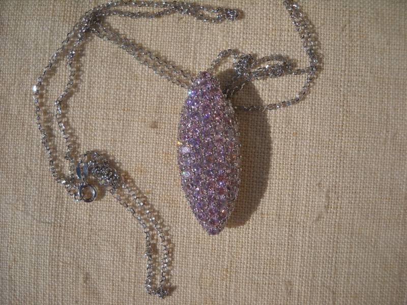 925 Sterling Silber Halskette Und Rosa Anhänger - Made in Italy 90Er Jahre Code 2/M von BIANGELS