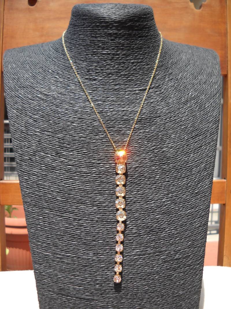 Halsband Mit Strass Anhänger - 925 Sterling Silber Vergoldet Hergestellt in Italien 80Er Jahre von BIANGELS