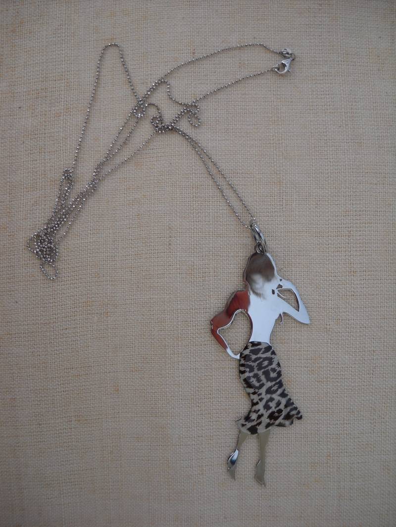 Halskette Made in Italy 90Er Jahre - 925 Sterling Silber Schöne Anhänger Darstellung Eine Frau von BIANGELS